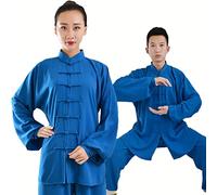Kung Fu Vêtements Tai Chi Uniformes Kung FU Costume Arts Martiaux Costume Tenue Wing Chun pour Homme Et Femme,Blue-XL