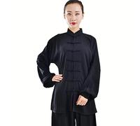 Kung Fu Vêtements Tai Chi Uniformes Kung FU Costume Arts Martiaux Costume Tenue Wing Chun pour Homme Et Femme,Black-L