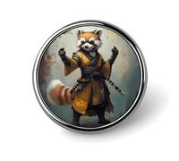 Kung Fu Warrior RedPanda Funny Round Lapel Pins Metal Button Brooch Badge Tie Hats Clothes Decoration for Men Women