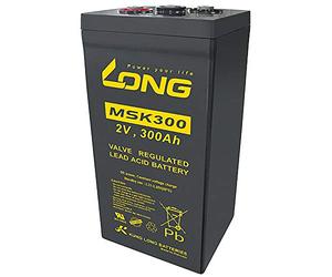 Kung Long MSK300 Batterie au plomb AGM 2 V 300 Ah pour installations de secours (route, radio, éclairage de sécurité, télécommunications, installations BSV, éclairage de secours)