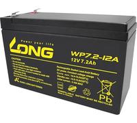 Long Batterie WP7.2-12A 12 V 7,2 Ah Faston 6,3 mm - contacts enfichables