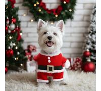 Kungfu Mall Tenue de Noël pour chien et chat avec capuche pour chien et chat - Costume de Père Noël pour chien et chat - Accessoires de Noël pour chiens et animaux domestiques - Costumes de cosplay