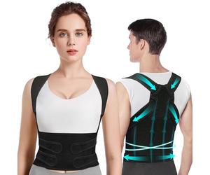 kungfuren Posture Correcteur Dos Droit Femme: Ceinture Dorsale Homme Redresseur de Dos - Réglable Correcteur pour Maintien du Dos Droit du Cou et des Épaules Noir Profond (M)