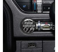 KUNGKIC Autocollant décoratif en fibre de carbone pour bouton d'arrêt du moteur de voiture Compatible avec Ford Mustang Accessoires intérieurs 2015 2016 2017 2018 2019 (Noir)