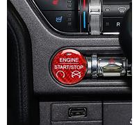 KUNGKIC Bouton de démarrage du moteur de voiture en fibre de carbone autocollant décoratif compatible avec les accessoires Ford Mustang d'intérieur 2015 2016 2017 2018 2019 (rouge)