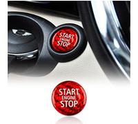 KUNGKIC fibre de carbone voiture moteur-démarrage-bouton d'arrêt couverture d'interrupteur décoratif pour Mini Cooper R55 Clubman R56 R57 R58 R59 R60 Countryman R61 accessoires (rouge)