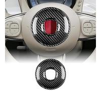 KUNGKIC Fibre de Carbone Volant de Voiture Couverture Autocollant Volant marqueur Central décoratif intérieur Compatible with Fiat 500 Abarth 595 2008-2023 Accessoires Noir