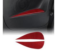 KUNGKIC Pour Fiat 500 2008-2024 Abarth 595/695 2012-2024, en fibre de carbone, pour accoudoir de porte de voiture, autocollant décoratif (rouge)