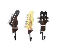 KUNGYO Lot de 3 crochets décoratifs en forme de guitare vintage pour suspendre vêtements, manteaux, serviettes, clés, chapeaux, crochets muraux en résine