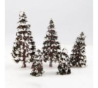 KUNGZUNMOLDS Lot de 16 arbres miniatures pour travaux manuels, 12 cm, échelle 1:75-1:200, modèle de cèdre avec train de neige, paysage d'hiver