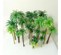 KUNGZUNMOLDS Lot de 30 arbres miniatures pour maquettes, 10 cm, cocotier, palmier, parc, forêt tropicale, paysage, accessoire de paysage, animaux de la ferme miniatures