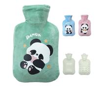 KUNHANG Bouillotte avec housse chaude, motif panda mignon et moelleux, petit, mini, sac à eau chaude, cadeau (vert)