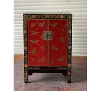 Kunibert Commode chinoise antique Tibet Buffet asiatique avec 2 portes et 2 étagères Largeur 57 x Hauteur 85 cm Couleur : noyer avec or