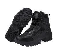 KUNIIS Bottes Tactiques Militaires pour Hommes, Bout Renforcé Anti-Choc, Doublure Respirante, Chaussures de Combat Désert (Black-22,45)