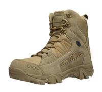 KUNIIS Bottes Tactiques Militaires pour Hommes, Bout Renforcé Anti-Choc, Doublure Respirante, Chaussures de Combat Désert (Brown,41)