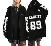 KUNIIS Tokio Hotel Sweat à Capuche Zippé Graphique, Noir, Unisexe, Impression sur Les Manches, Tailles S-3XL (Black-19,Grand)