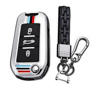 KUNIO Coque de clé à Rabat pour Opel Crossland X Zafira Corsa F Grandland Convient pour Pe-ugeot 5008 208 308 Convient pour Citroën C3 C4 Cactu Protection Boîtier Métal Porte-clés A Argent