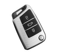 KUNIO Coque de clé à Rabat pour VW Golf 7 MK7 Polo T-ROC Tiguan Convient pour Skoda Superb Octavia Convient pour Seat Cupra Ateca Leon Ibiza Protection de clé de Voiture en TPU 3 Boutons Argenté