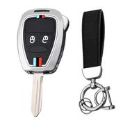 KUNIO Coque de clé compatible avec Jeep Grand Cherokee Compass Convient pour Dodge Caliber Convient pour Chrysler 300C Voyager Boîtier en métal, 2 touches argentées, 2 Tasten
