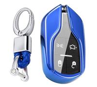 KUNIO Coque de clé compatible avec Maserati Ghibli Levante Quattroporte President GT GC 4 Coque de clé de voiture TPU Porte-clés Coque B Bleu