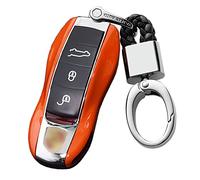 KUNIO Coque de ompatible avec Porsche 718 911 Carrera 918 Spyder Boxster 981 Cayenne 92A Cayman 981 pour Macan pour Panamera 970 Coque ABS Porte-clés de Voiture Orange
