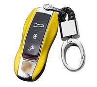KUNIO Coque de ompatible avec Porsche 718 911 Carrera 918 Spyder Boxster 981 Cayenne 92A Cayman 981 pour Macan pour Panamera 970 Coque ABS Porte-clés de Voiture Jaune