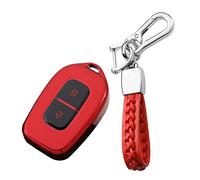 KUNIO Coque de clé Compatible avec Renault Dacia Logan Duster Sandero Scenic Master Dokker Kwid Traffic Symbole TPU Coque de clé de Voiture Porte-clés A Rouge