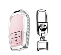 KUNIO Coque de ompatible avec Toyota Yaris Cross Yaris Hybrid Rav4 Aygo GR 2020 2021 2022 2023 2024 Housse de n PC Protection de clé Porte-clés 2 boutons Rose