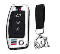 KUNIO Coque de onvient pour Ford Fiesta Focus MK2 C-Max B-Max Eco Sport Escort Tourneo Courier Ecosport - Étui en métal - Protection des clés - Porte-clés B - Argent