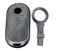 KUNIO Coque de clé Convient pour Mercedes Benz Classe C W206 Classe S W223 C200 GLC 2023 2022 2021 2020 Protection de clé Alliage de zinc Boîtier en cuir Étui porte-clés, gris b