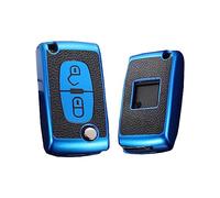 KUNIO Coque de onvient pour Peugeot 207 307 407 308 607 3008 5008 - Convient pour Citroën C3 C4 Picasso Berlingo DS3 - Protection de n TPU - 2 Boutons - Bleu C