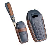 KUNIO Coque de e voiture compatible avec Audi 2025 A5 S5 A6 SQ5 SQ6 S6 Q5 Q6 Avant Sportback e-tron Porte-clés en cuir 3 boutons Bleu