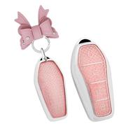 KUNIO Coque de clé de voiture compatible avec BYD Dolphin EV ATTO 3 Yuan Plus EV Song Plus EV Qin Plus EV Han EV 2025 2024 Porte-clés pour femme Cadeau cristal Motif rose A