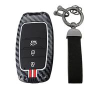 KUNIO Coque de clé de voiture compatible avec KIA Picanto Sportage K2 K3 K4 K5 Morning 2023 2024 2025, porte-clés en fibre de carbone, métal et fibre de carbone, 3 boutons, rouge A