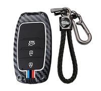 KUNIO Coque de clé de voiture compatible avec KIA Sportage K2 K3 K4 K5 Morning 2023 2024 2025, porte-clés en fibre de carbone, métal et fibre de carbone, 3 boutons, noir A