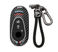 KUNIO Coque de e voiture compatible avec Mercedes Benz W206 GLC X254 EQE 350 GLC 300 4MATI Classe S 2023 2024 Porte-clés en fibre de carbone Métal 3 boutons Étui B Noir
