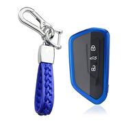 KUNIO Coque de clé de Voiture Compatible avec VW Golf 8 R GTI GTE Atlas ID.3 ID.4 Crozz GTX ID.6X Seat Leon MK4 Skoda Octavia TPU Coque de clé de Protection Bleu