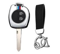 KUNIO Coque de clé de Voiture Convient pour Suzuki Swift SX4 Alto Jimny ignis Grand Vitara Convient pour Opel Agila Convient pour Nissan Pixo Protection Boîtier en métal Porte-clés B Argent