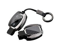 KUNIO Coque de clé de voiture porte-clés compatible avec Mercedes-Benz A B C E Classe W169 W242 C300 W117 E350 GLA GLC SLK SLC AMG Métal 2 3 boutons Accessoire cadeau