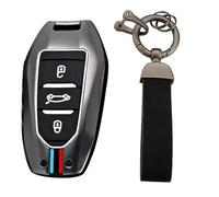 KUNIO Coque de clé de voiture pour Pe-ugeot 3008 5008 2008 308 508 208 Convient pour Opel Grandland X Astra L Convient pour Citroën C3 C4 DS5 DS7 Boîtier en métal Porte-clés B Noir