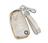 KUNIO Coque de clé de Voiture pour Peugeot 107 207 307 308 - Convient pour Citroën C2 C3 C4 C5 C4L DS3 DS4 DS5 DS6 - en TPU - Blanc