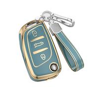 KUNIO Coque de clé de voiture pour Peugeot 107 207 307 308 - Convient pour Citroën C2 C3 C4 C5 C4L DS3 DS4 DS5 DS6 - En TPU - Avec 3 boutons - Gris