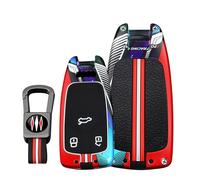 KUNIO Coque de clé pour Audi A4 B9 A3 S4 RS4 A5 F5 S5 RS5 A6 A7 FY Q7 SQ7 4M TT.FV TTS RS R8 Boîtier en alliage de zinc Clé de voiture Protection porte-clés Keyless 3 boutons B Rouge