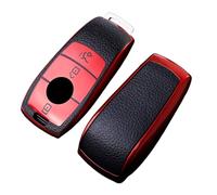 KUNIO Coque de clé pour Mercedes A B C E S G Classe GLC CLE GLB CLA W177 W247 B200 W205 S63 AMG A200 MS Keyless Coque de protection en TPU 3 boutons Rouge