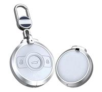 KUNIO Coque de clé pour Mercedes Smart Fortwo 1 Brabus 1 Convient pour Mercedes Smart 2022 2023 Étui de protection en cuir alliage 3 boutons, Blanc., 3 Tasten