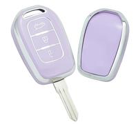 KUNIO Coque de clé pour Renault Twingo Dacia Sandero 3 Kwid Trafic Symbole Logan Stepway Duster Dokker Coque de protection en TPU pour clé 3 boutons Violet