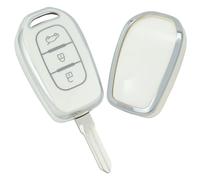 KUNIO Coque de clé pour Twingo Dacia Sandero 3 Kwid Trafic Symbole Logan Stepway Duster Dokker Coque de protection en TPU 3 boutons Blanc