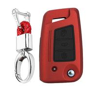 KUNIO Coque de clé pour VW Golf 7 MK7 Tiguan Polo T-Cross Convient pour Seat Leon Ateca Ibiza Convient pour Skoda Superb Fabia Octavia ABS Porte-clés de Protection Rouge Noir