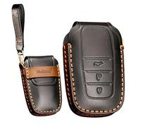 KUNIO Coque de Protection clé de Voiture pour Toyota CHR Camry RAV4 Yaris Prius Aygo Land Cruiser 200 Crown Étui de clé en Cuir 3 Boutons Noir