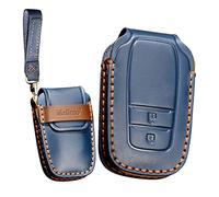 KUNIO Coque de Protection clé de Voiture pour Toyota Harrier Hilux Land Cruiser 200 Series Mirai Mark X 250G Yaris Cross en Cuir Porte-clés Housse de Protection pour clé 2 Boutons Bleu